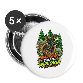 Narrow Trail, Wide Grin - Buttons groß 56 mm (5er Pack) - Weiß - Vorne