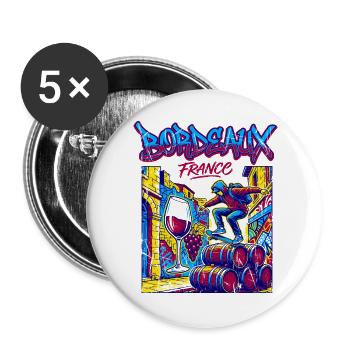 Bordeaux France Urban Skateboarding Wine Culture - Buttons groß 56 mm (5er Pack) - Weiß - Vorne