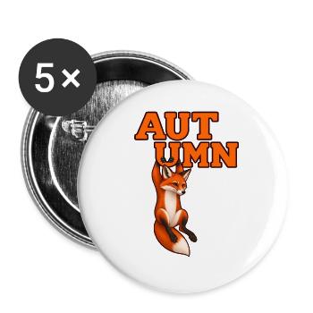 Fox – Herbst-Wildtierdesign - Buttons groß 56 mm (5er Pack) - Weiß - Vorne