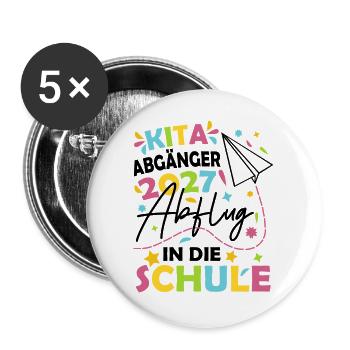 Kita Abgänger 2027 - Buttons groß 56 mm (5er Pack) - Weiß - Vorne