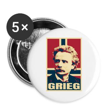 Edvard Grieg, norwegischer Komponist klassischer Musik - Buttons groß 56 mm (5er Pack) - Weiß - Vorne