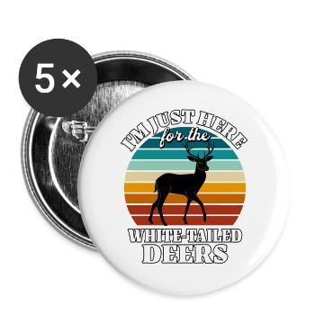 Lustige Weisswedelhirsch Sprüche - Buttons groß 56 mm (5er Pack) - Weiß - Vorne