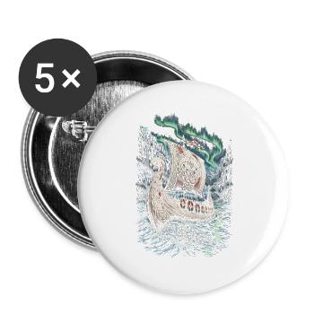 Norwegen Norweger Wikinger - Buttons groß 56 mm (5er Pack) - Weiß - Vorne