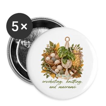 Herbstknoten: Makramee, Häkeln & Stricken - Buttons groß 56 mm (5er Pack) - Weiß - Vorne