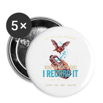 Nachtstimmen Fledermaus Aufnahme - Buttons groß 56 mm (5er Pack) - Weiß - Vorne