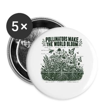 Bestäuber lassen die Welt blühen - Buttons groß 56 mm (5er Pack) - Weiß - Vorne