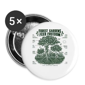 Waldgärten nähren Freiheit - Buttons groß 56 mm (5er Pack) - Weiß - Vorne
