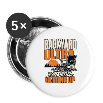 Backyard-ultra-läufer Ultralaufen Ausdauersportler - Buttons groß 56 mm (5er Pack) - Weiß - Vorne