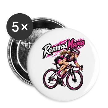 Rennrad Mama Pinkpower Frauen - Buttons groß 56 mm (5er Pack) - Weiß - Vorne