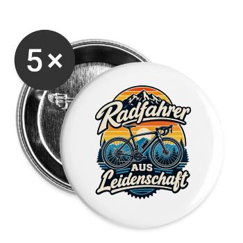 Radfahrer Aus Leidenschaft Design - Buttons groß 56 mm (5er Pack) - Weiß - Vorne