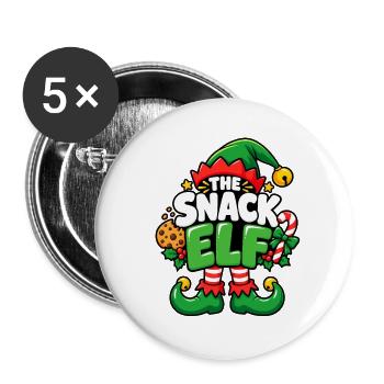 Snack Elf Weihnachtself - Buttons groß 56 mm (5er Pack) - Weiß - Vorne