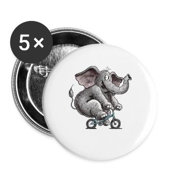 Elefant Fahrrad Radfahren Radsport Tierhumor - Buttons groß 56 mm (5er Pack) - Weiß - Vorne