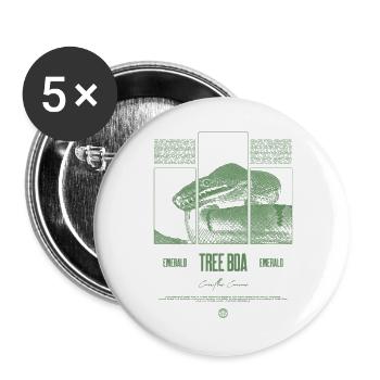 Smaragdbaumboa-Schlangenbesitzer und Reptilienhalter - Buttons groß 56 mm (5er Pack) - Weiß - Vorne