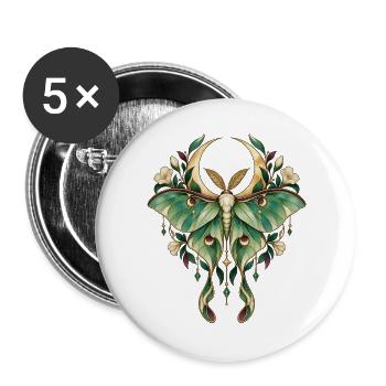 Mondmotte im Jugendstil - Buttons groß 56 mm (5er Pack) - Weiß - Vorne