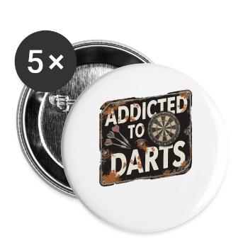Addicted To Darts Dartspiel Pfeile Und Dartscheibe - Buttons groß 56 mm (5er Pack) - Weiß - Vorne