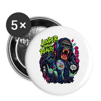 Lauter als Realität Neon-Gorilla - Buttons groß 56 mm (5er Pack) - Weiß - Vorne