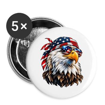 Amerikanischer Weißkopfseeadler – USA Freedom & Patriotic Style - Buttons groß 56 mm (5er Pack) - Weiß - Vorne
