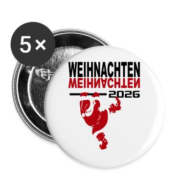 Weihnachten Weihnachtsmann Santa Claus 2026 Baby - Buttons groß 56 mm (5er Pack) - Weiß - Vorne