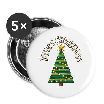 Weihnachtsbaum Christbaum Merry Christmas  - Buttons groß 56 mm (5er Pack) - Weiß - Vorne