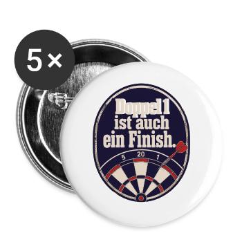 Madhouse Dartspieler Retro Emblem Double 1 Humor - Buttons groß 56 mm (5er Pack) - Weiß - Vorne