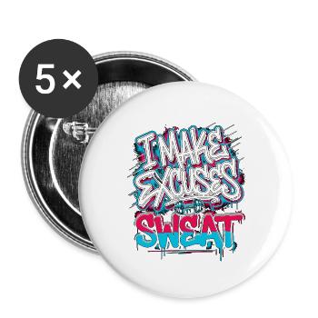 Personal Trainer I Make Excuses Sweat Gym Coach - Buttons groß 56 mm (5er Pack) - Weiß - Vorne