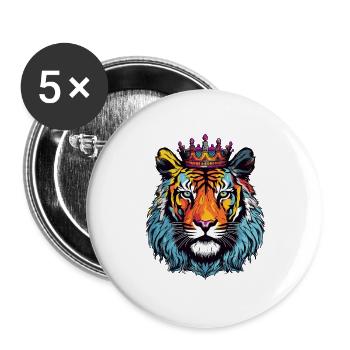 Tiger Krone - Buttons groß 56 mm (5er Pack) - Weiß - Vorne