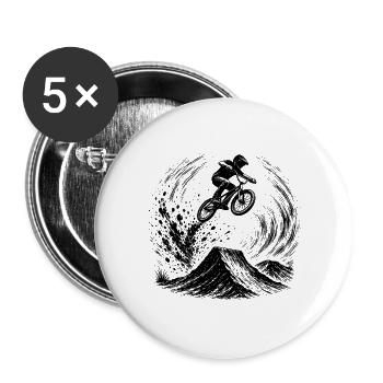 Mountainbike - Buttons groß 56 mm (5er Pack) - Weiß - Vorne