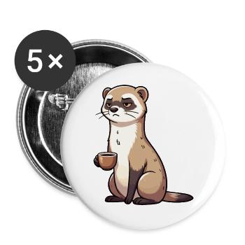 Frettchen Frettchenhalter Frettchenbesitzer - Buttons groß 56 mm (5er Pack) - Weiß - Vorne