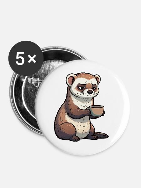 Frettchen Frettchenhalter Frettchenbesitzer - Buttons groß 56 mm (5er Pack) - Weiß