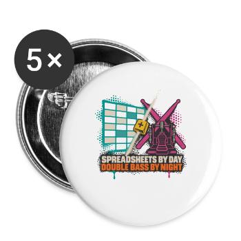 Spreadsheets by Day Bass by Night - Buttons groß 56 mm (5er Pack) - Weiß - Vorne