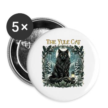 Das Weihnachtsfest der Weihnachtskatze zur Wintersonnenwende - Buttons groß 56 mm (5er Pack) - Weiß - Vorne
