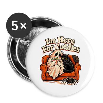 I'm Here For Cuddles Halloween Sofa Kater und - Buttons groß 56 mm (5er Pack) - Weiß - Vorne