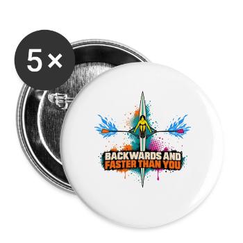 Ruder-Sprint: Rückwärts schneller - Buttons groß 56 mm (5er Pack) - Weiß - Vorne