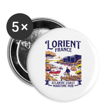 Lorient France Atlantic Coast Maritime Harbor Port - Buttons groß 56 mm (5er Pack) - Weiß - Vorne