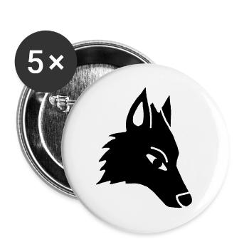 Wolf's Head Manga (schwarz) - Buttons groß 56 mm (5er Pack) - Weiß - Vorne