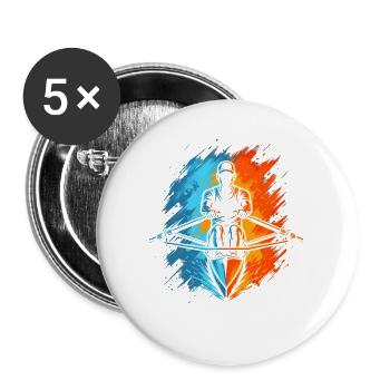 Ruderer Ruderboot Kinder Herren Jungen Rudern - Buttons groß 56 mm (5er Pack) - Weiß - Vorne