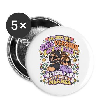 Mädchenversion von meinem Vater süßer Chibi-Vater - Buttons groß 56 mm (5er Pack) - Weiß - Vorne