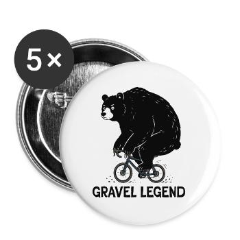 Gravel Legend – Funny Bear Cyclist - Buttons groß 56 mm (5er Pack) - Weiß - Vorne