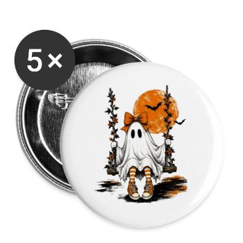 Geist auf der Schaukel unter dem Mond - Buttons groß 56 mm (5er Pack) - Weiß - Vorne
