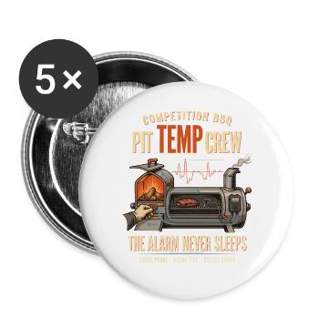Pit Temp Crew – Alarm Never Sleeps - Buttons groß 56 mm (5er Pack) - Weiß - Vorne