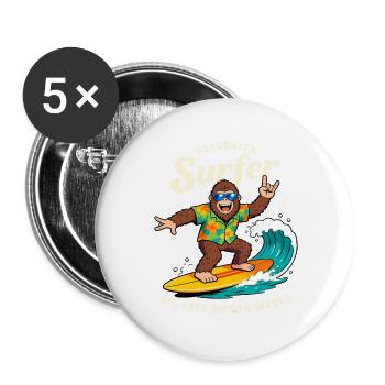 Sasquatch Surfer Big Feet Bigger Waves Cryptid - Buttons groß 56 mm (5er Pack) - Weiß - Vorne