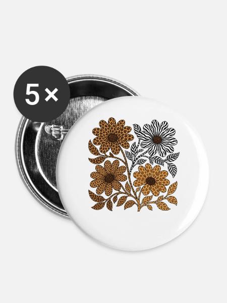 Boho Safari Sunflowers - Buttons groß 56 mm (5er Pack) - Weiß