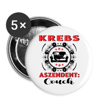 Sternzeichen Krebs Aszendent Couch Geburtstag - Buttons groß 56 mm (5er Pack) - Weiß - Vorne