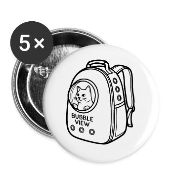 Katzenrucksack Bubble View Logo - Buttons groß 56 mm (5er Pack) - Weiß - Vorne