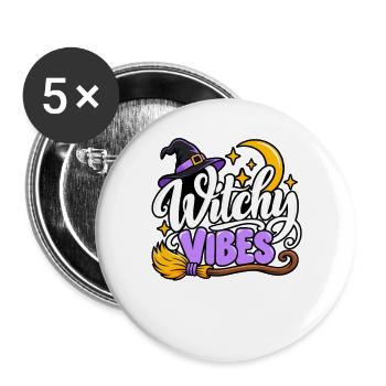 Witchy Vibes Halloween Charm - Buttons groß 56 mm (5er Pack) - Weiß - Vorne