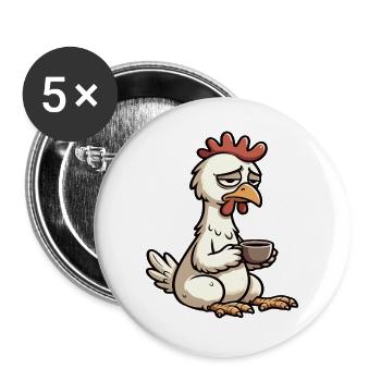 Hühner Huhn Hühnerliebhaber Hahn Hühnerbesitzer - Buttons groß 56 mm (5er Pack) - Weiß - Vorne