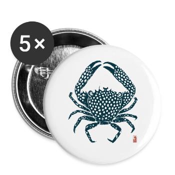 Krabbe Ozean & Meereswelt - Buttons groß 56 mm (5er Pack) - Weiß - Vorne