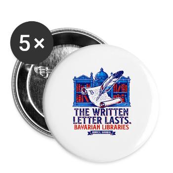 The Written Letter Lasts Munich Bavarian Libraries - Buttons groß 56 mm (5er Pack) - Weiß - Vorne
