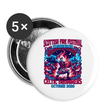 Scottish Fire Festival Edinburgh Celtic Drummers - Buttons groß 56 mm (5er Pack) - Weiß - Vorne