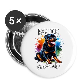 Rottweiler Papa - Buttons groß 56 mm (5er Pack) - Weiß - Vorne